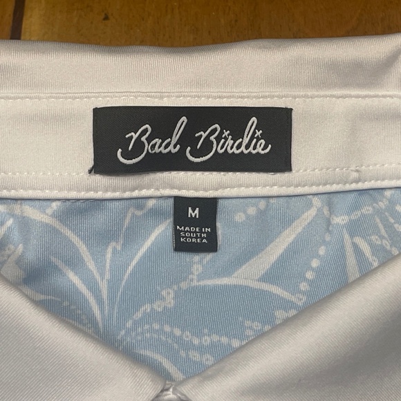 Bad Birdie Golf Polo Tropical Leaf Print Size Medium Color Light Blue - Picture 6 of 16
